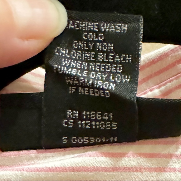 Lane Bryant Pink Striped Ruffle Front Long Sleeve Cotton Shirt, Size 22 - Picture 6 of 6